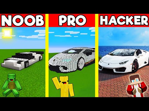 LAMBORGHINI Car Build Battle In Minecraft - NOOB VS PRO CHALLENGE - Maizen Mizen Mazien Parody