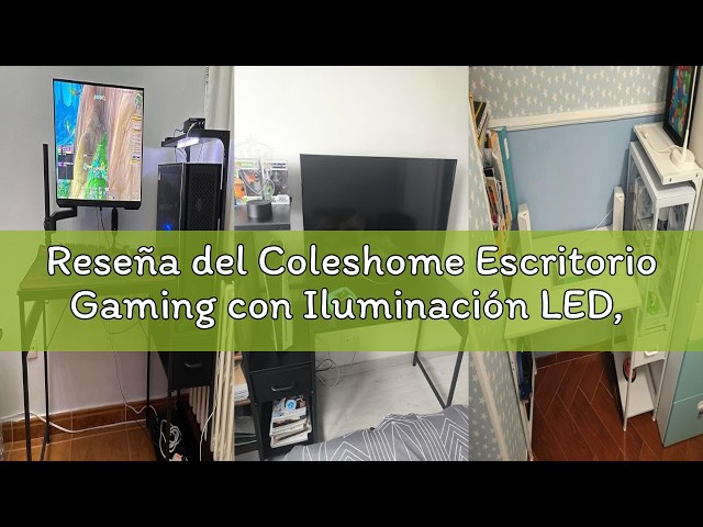 Vídeo relacionado con Coleshome Escritorio Gaming con LED, 138x48cm, Fibra de Carbono Negra