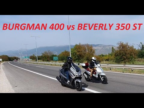 TEST - BURGMAN AN 400 /2020 vs PIAGGIO BEVERLY 350 START FROM 0 KM/HPS  HEADDWIND 30-40 KPH#Burgman