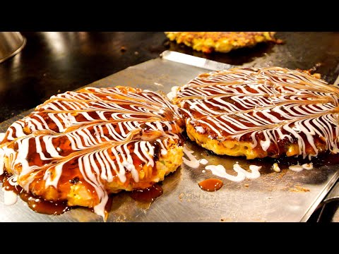 ¡Apresúrate Yakisoba! Teppanyaki vibrante en un restaurante de Okonomiyaki de Osaka inundado de pedidos 丨El mejor Okonomiyaki de Osaka