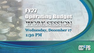 Board of Education Work Session - Budget 12/17/2025