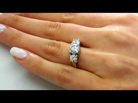 Three Stone Diamond Engagement Anniversary Ring in White Gold (MVSX0003-W)