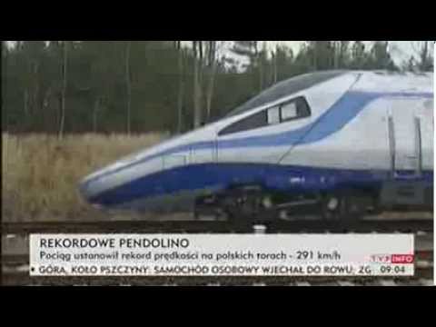 Rekord prędkości na polskich torach - Pendolino pojechał 291 km/h (TVP Info, 24.11.2013)