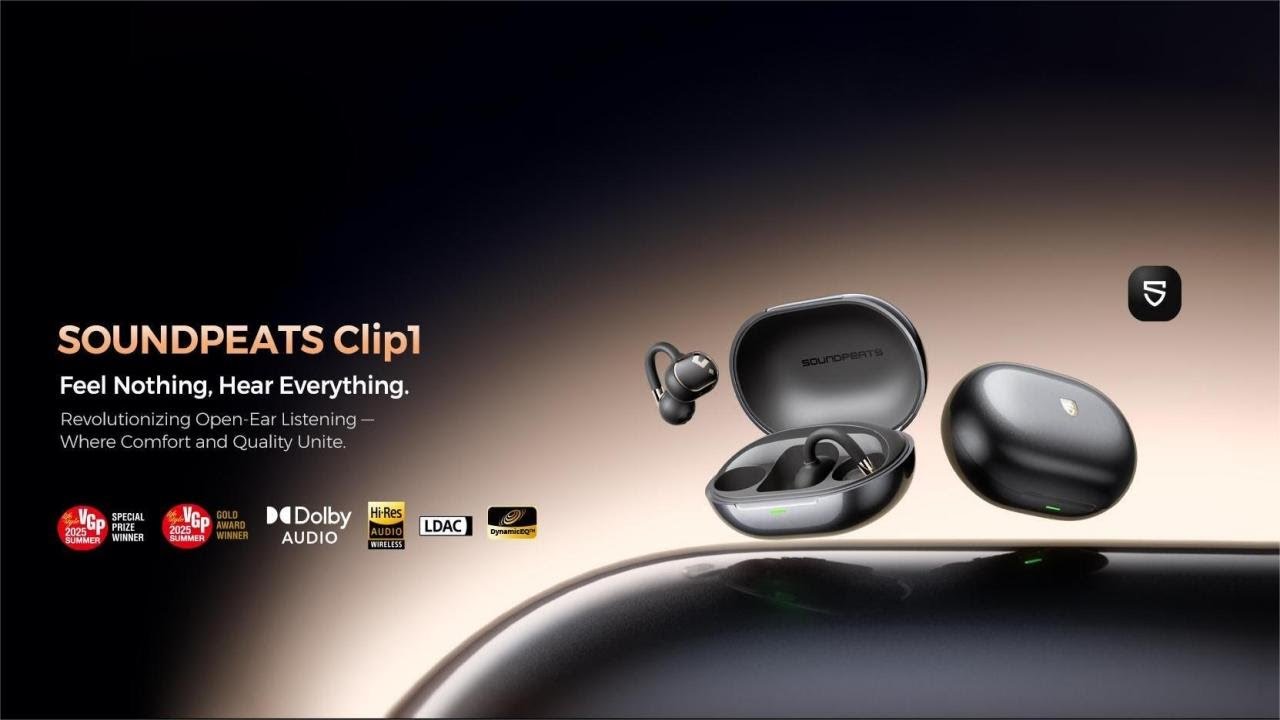 SOUNDPEATS CLIP1 – ÉCOUTEURS BLUETOOTH OUVERTS À CLIPSER video thumbnail