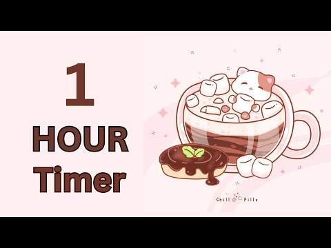 1 Hour - Study Timer Work with me Cat in Coffee with Marshmallow #timer #1hour #1hourloop #lofi