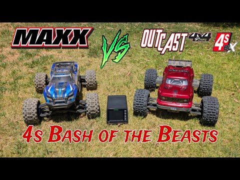 Arrma Outcast v2.5 Vs Traxxas Maxx v2 & Unboxing the new Ovonic X4 quad charger 
