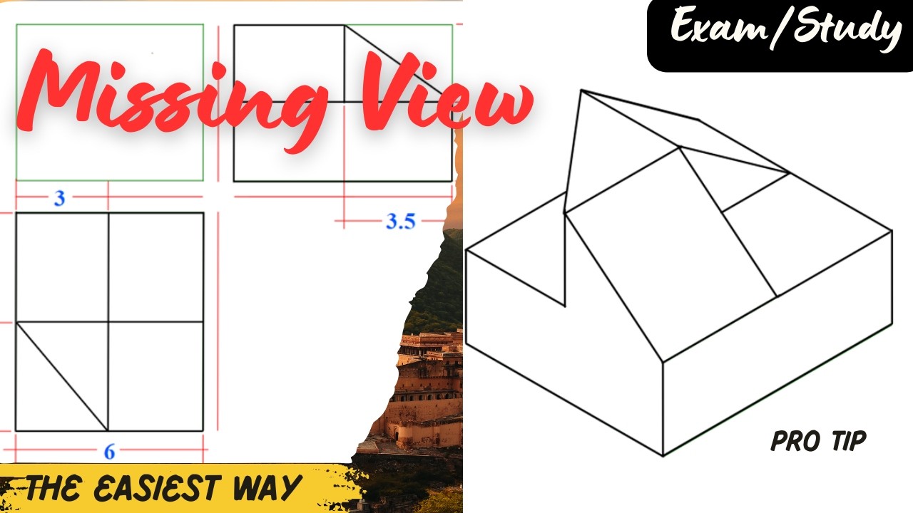 Engineering Drawing Tutorial: Complete the View (Top & Side Given)
