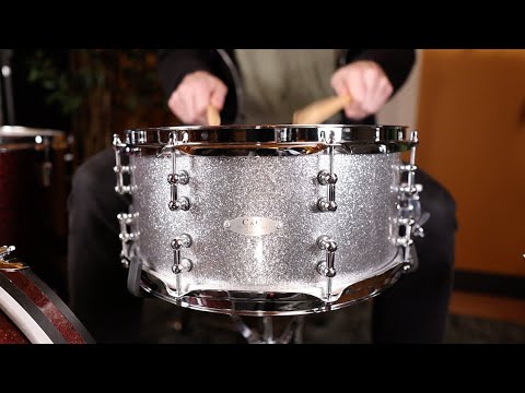 C&C Drum Company 6.5x14 Steel Snare Drum Silver Sparkle *Video Demo* image 10