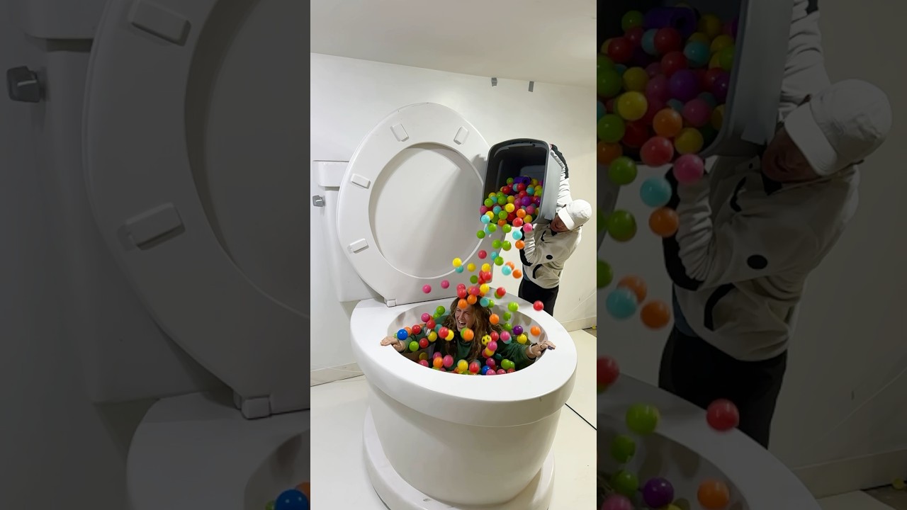 My EXBOYFRIEND PRANKED Me in the Worlds Largest Toilet and DUMPED BALLS ON MY HEAD #shorts