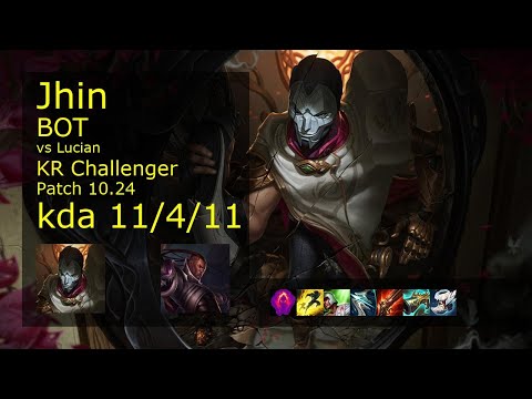 Jhin ADC vs Lucian - KR Challenger 11/4/11 Patch 10.24 Gameplay // [롤] 진 vs 루시안
