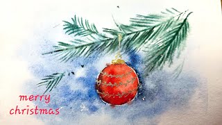 Simple Christmas ornament in watercolor/ beginners friendly 