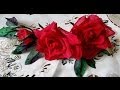 Три розы из ткани без инструментов 