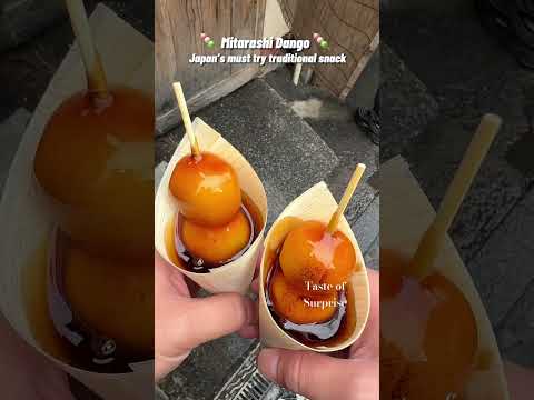 Japan’s must try snacks - mitarashi dango at Kyoto #dango #ricedumpling #japanfood #treats #fyp