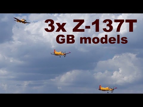 3x Zlin Z-137T GB models, scale RC airplanes, 2018
