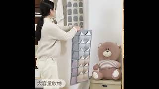 Závesný organizér na bielizeň - šedý (12 + 18 vreciek)