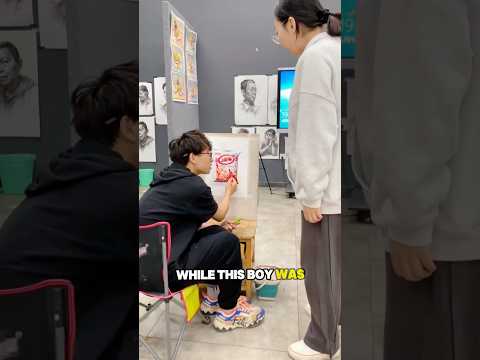 Drawing boy trissing teacher