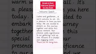 Welcome Speech in English | Simple & Short Welcome Speech for Any Event