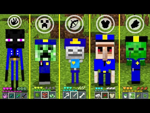 GOLEM STEVE - Minecraft HOW TO PLAY BABY POLICE ZOMBIE ENDERMAN CREEPER SKELETON GOLEM MOBS Monster School Battle