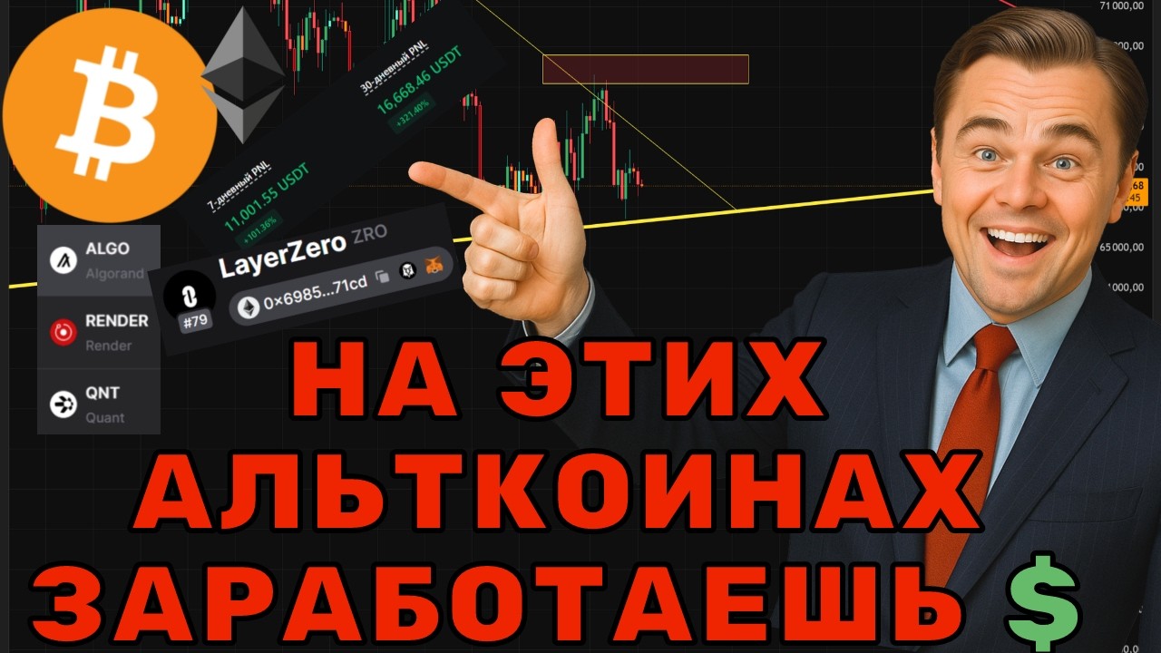 БИТКОИН, ETH,  ALGO, ZRO, RENDER, QNT: ЗАТИШЬЕ ПЕРЕД БУРЕЙ! 🌪️ ГДЕ ЗАРАБОТАТЬ?