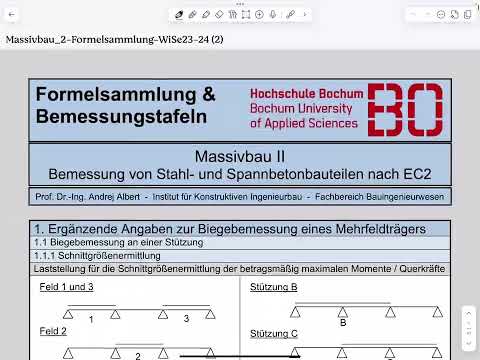 Aufg15 – Teil 1 – Biegebemessung Plattenbalken (Klausur SoSe 2025)