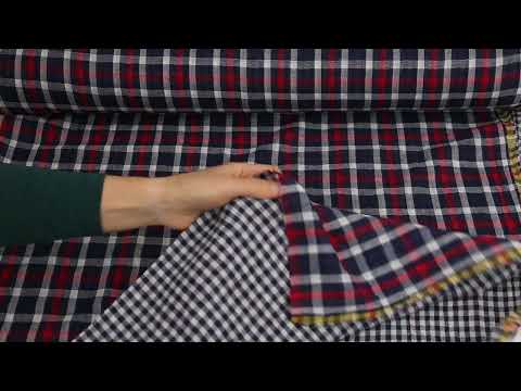Musselin - Muslin - Double Gauze - Doubleface - Check - Stahlblau/Dunkelrot/Weiß