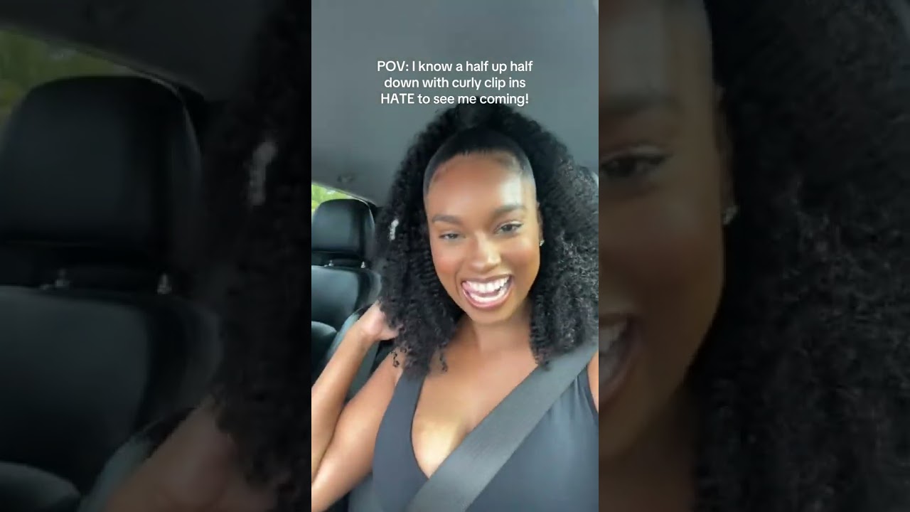 Half up half down with curly clip ins😍