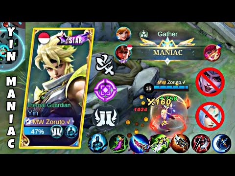 YIN NEW ONE HIT CRITICAL BUILD! (INSANE DAMAGE) | 30 KILLS WITH MANIAC! | YIN BEST BUILD 2023 ~ MLBB