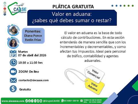 Plática "valor en aduana: ¿sabes qué debes sumar o restar?"