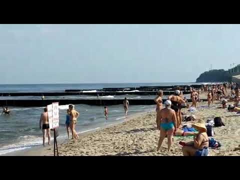 Russia: swim in Baltic sea waves sand beach playa 26 August 2022 Svetlogorsk, KALININGRAD