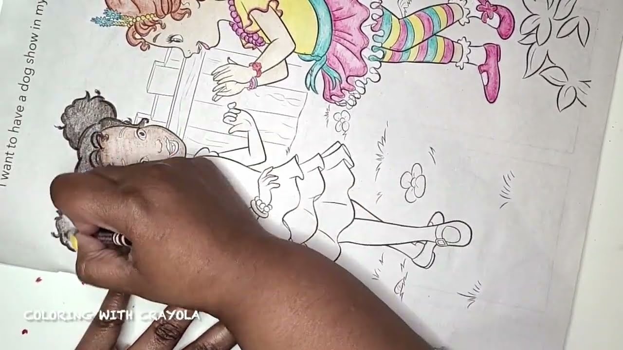 Color with Me | Disney Junior's Fancy Nancy Giant Coloring page with Crayola Crayons - Time Lapse