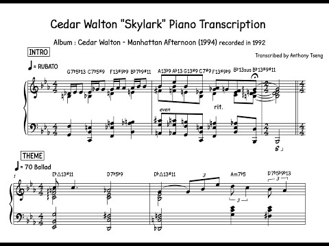 Cedar Walton "Skylark" Piano Transcription