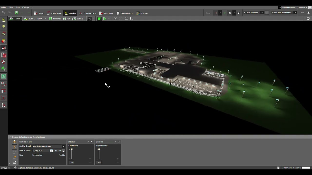 Projet d'éclairage extérieur et logistique