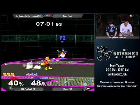 Get Smashed at the Foundry #52 - Loser Finals: CLG.PewPewU (Fox) vs Moose (Falco)