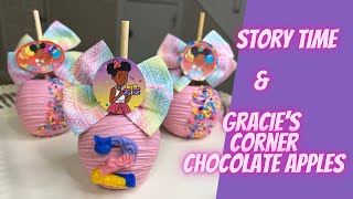 Chocolate Dipped Candy Apples | Story Time | Gracie’s Corner Party Favors | Dollar Tree Bows