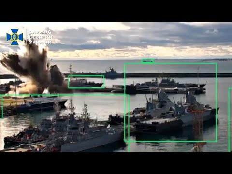 Explosion erupts at Russian naval base as Ukraine uses first-ever underwater drone strike