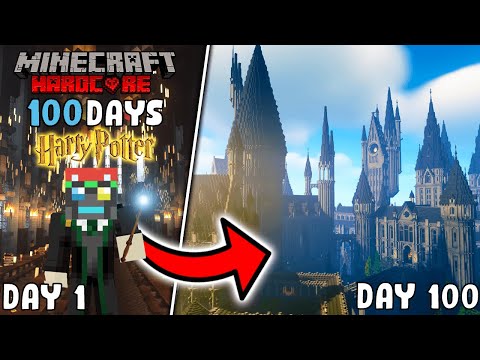 I Spent 100 Days In Minecraft Harry Potter Hogwarts Wizarding World!