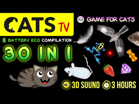 GAME FOR CATS - 30 IN 1 Games Compilation 🐭🍬😼 (Battery ECO 🔋) 3 HOURS [CATS TV]