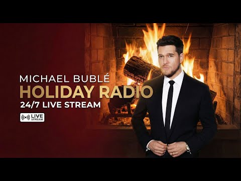 🔴 Michael Bublé 24/7 Christmas Radio 🎄 Yule Log, Winter Landscapes & Holiday Hits