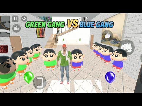 Pinchan Green Gang 💚 Vs Shinchan Blue Gang 💙 Challenge In Indian Theft Auto Simulator