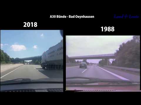 A30 Autobahnauffahrt Bünde, 1988 & 2018 vergleich. Bünde -Bad Oeynhausen