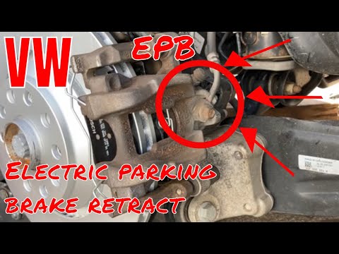 How to retract a VW Electronic Parking Brake EPB to replace rear brake pads Atlas Tiguan Passat