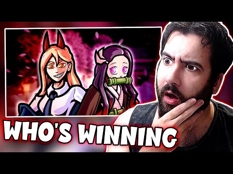 REACTION - Power vs Nezuko (Chainsaw Man vs Demon Slayer) - RAP BATTLE! - ft. Chi-chi & Azia