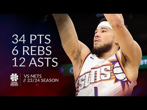 Devin Booker 34 pts 6 rebs 12 asts vs Nets 23/24 season