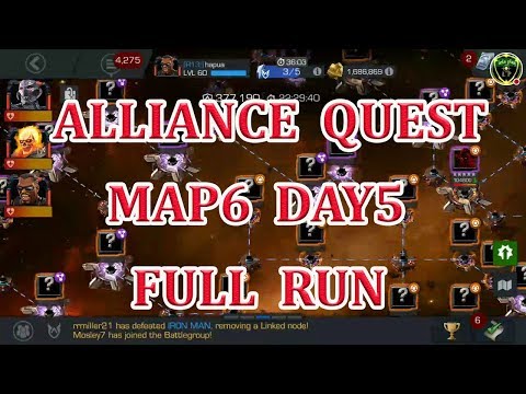 MAP6  DAY5 AQ (ALLIANCE QUEST) FULL RUN & (MINI BOSS AND BOSS FIGHT) marvel contest of champion