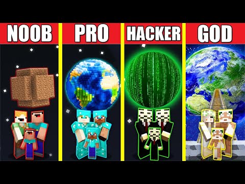 Noob Builder - Minecraft - Minecraft Battle: PLANET HOUSE BUILD CHALLENGE - NOOB vs PRO vs HACKER vs GOD / Animation