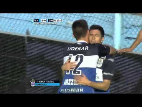 Gol de Fernández. Temperley 0 - Gimnasia 1. Fecha 28. Primera División 2015. FPT.