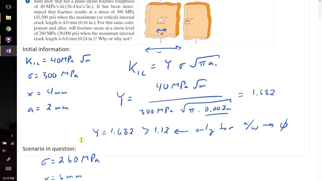 fracture toughness example problem