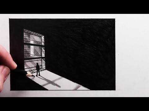 How to Draw a Man with Cast Shadow beside a Window:...