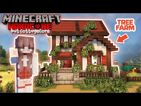 EPIC TREE FARM BUILD in Hardcore Minecraft! Aesthetic 1.20 Cottagecore