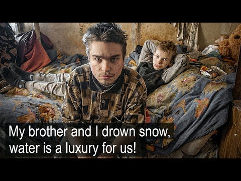 Two Russian boys live without water. To survive, they drown the snow.